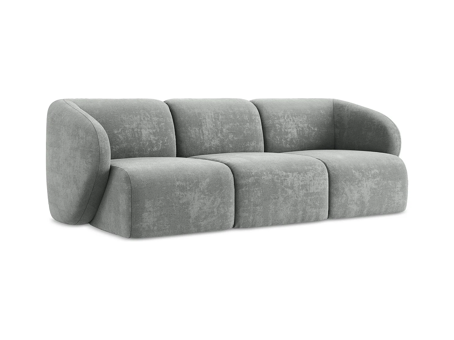 Driezits modulaire bank van grijs chenille stof - LANI