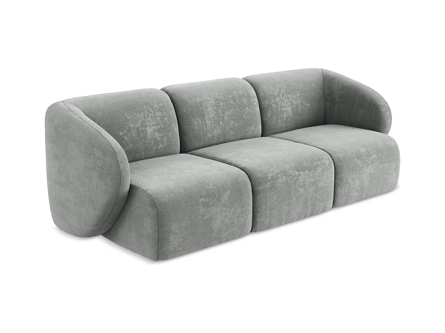 Driezits modulaire bank van grijs chenille stof - LANI