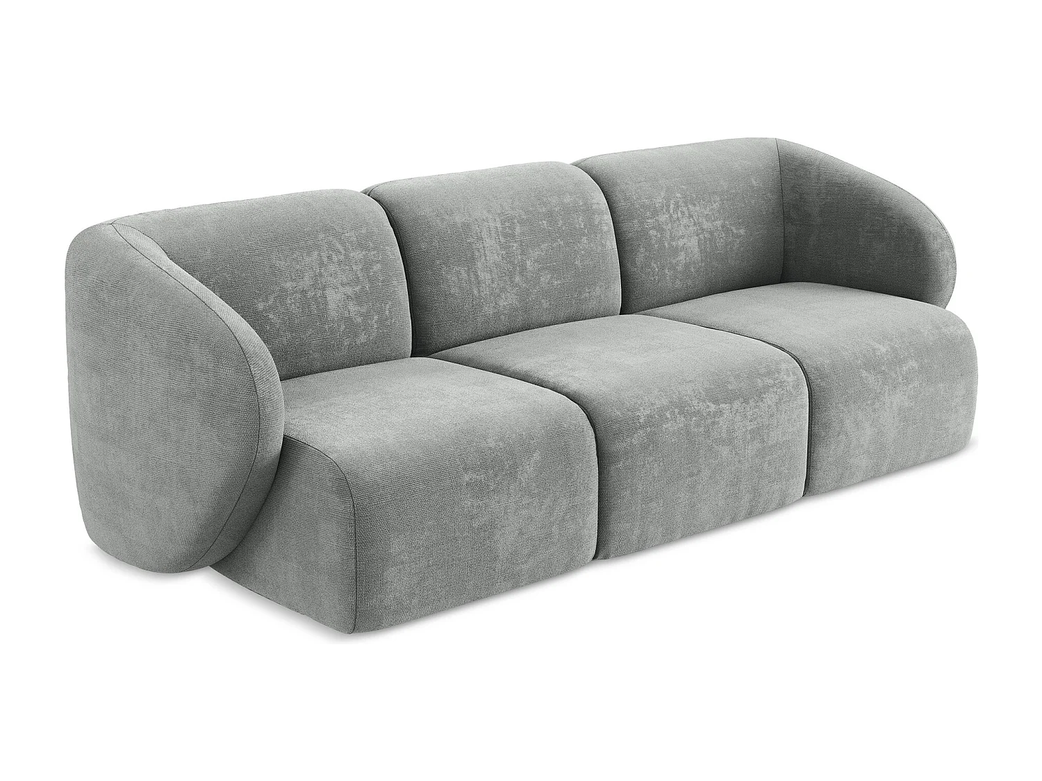 Canapé modulable 3 places en tissu chenille - gris - LANI