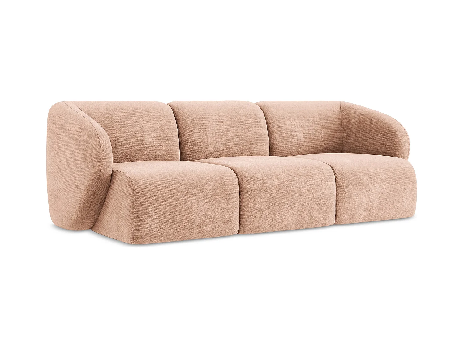 Driezits modulaire bank van perzik chenille stof - LANI