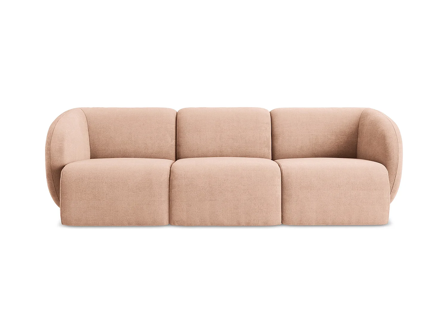 Driezits modulaire bank van perzik chenille stof - LANI