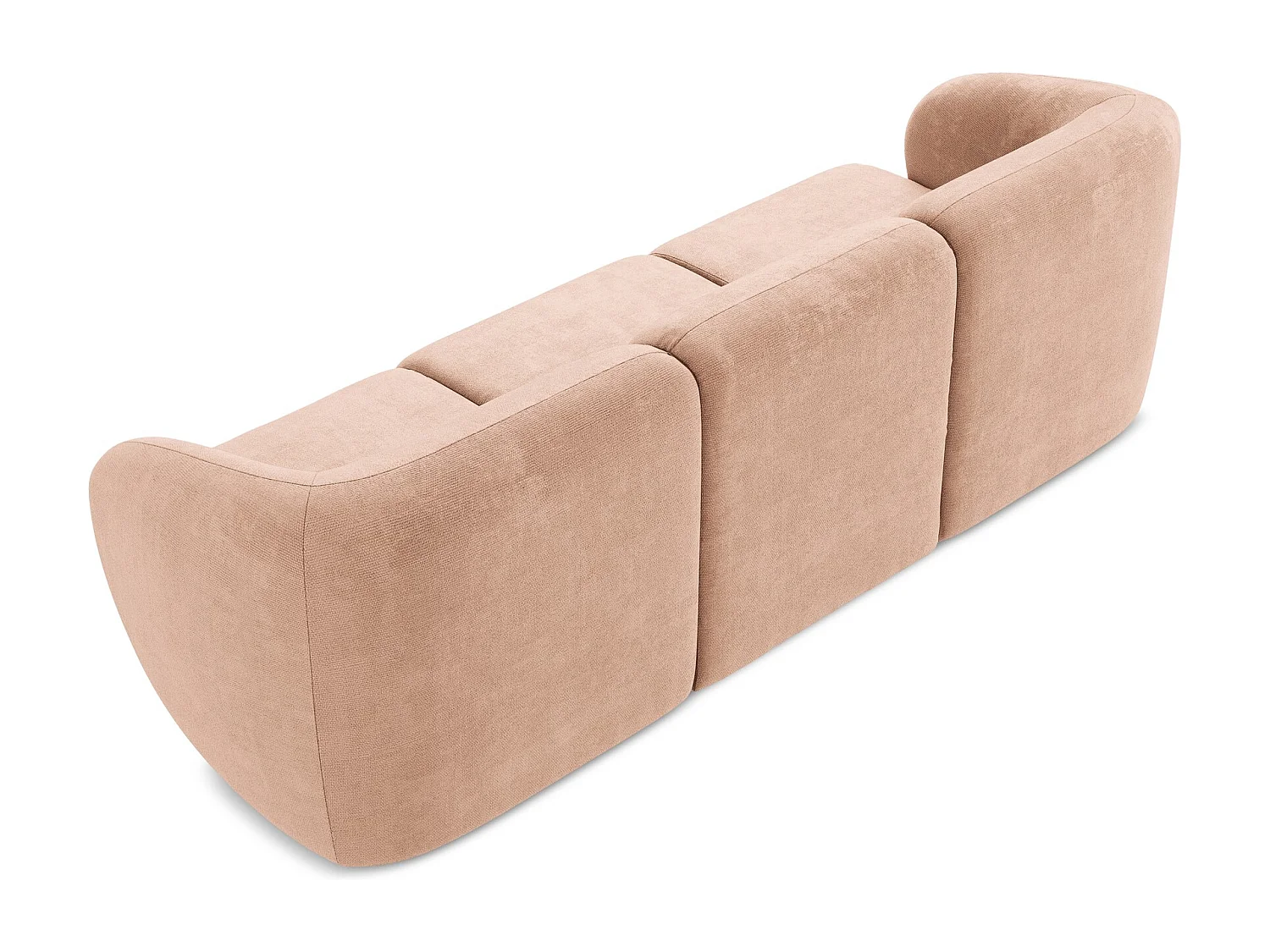 Driezits modulaire bank van perzik chenille stof - LANI