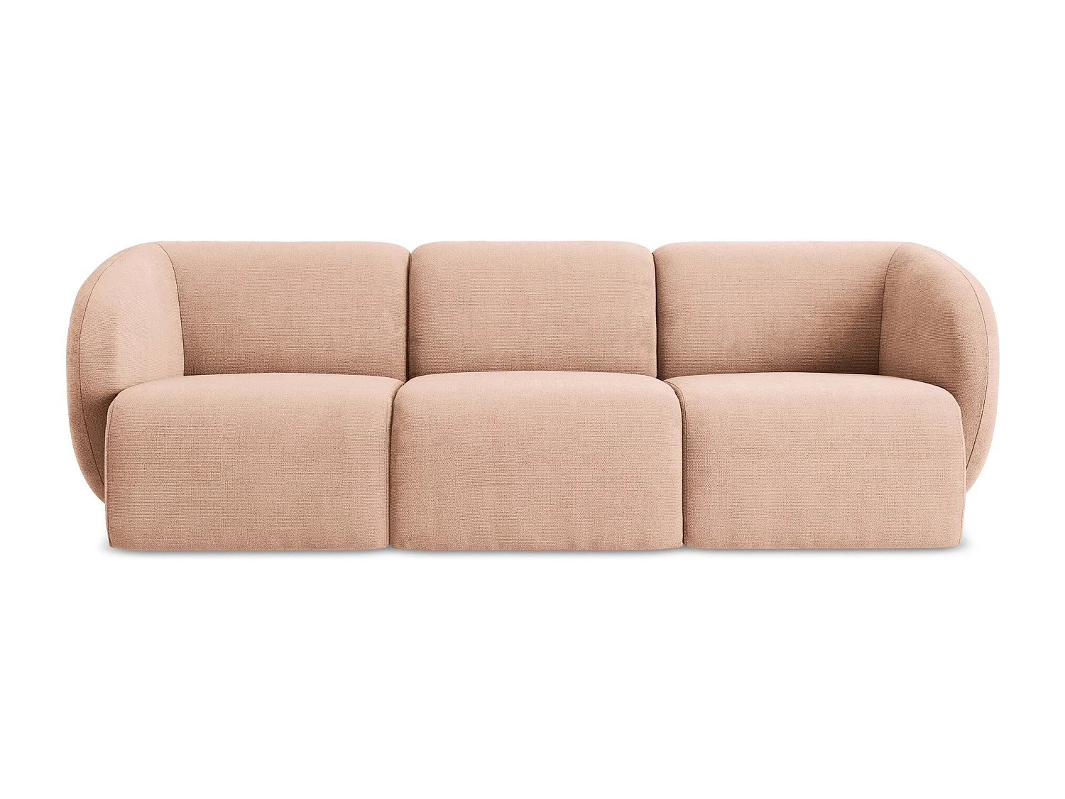 Canapé modulable 3 places en tissu chenille - pêche - LANI