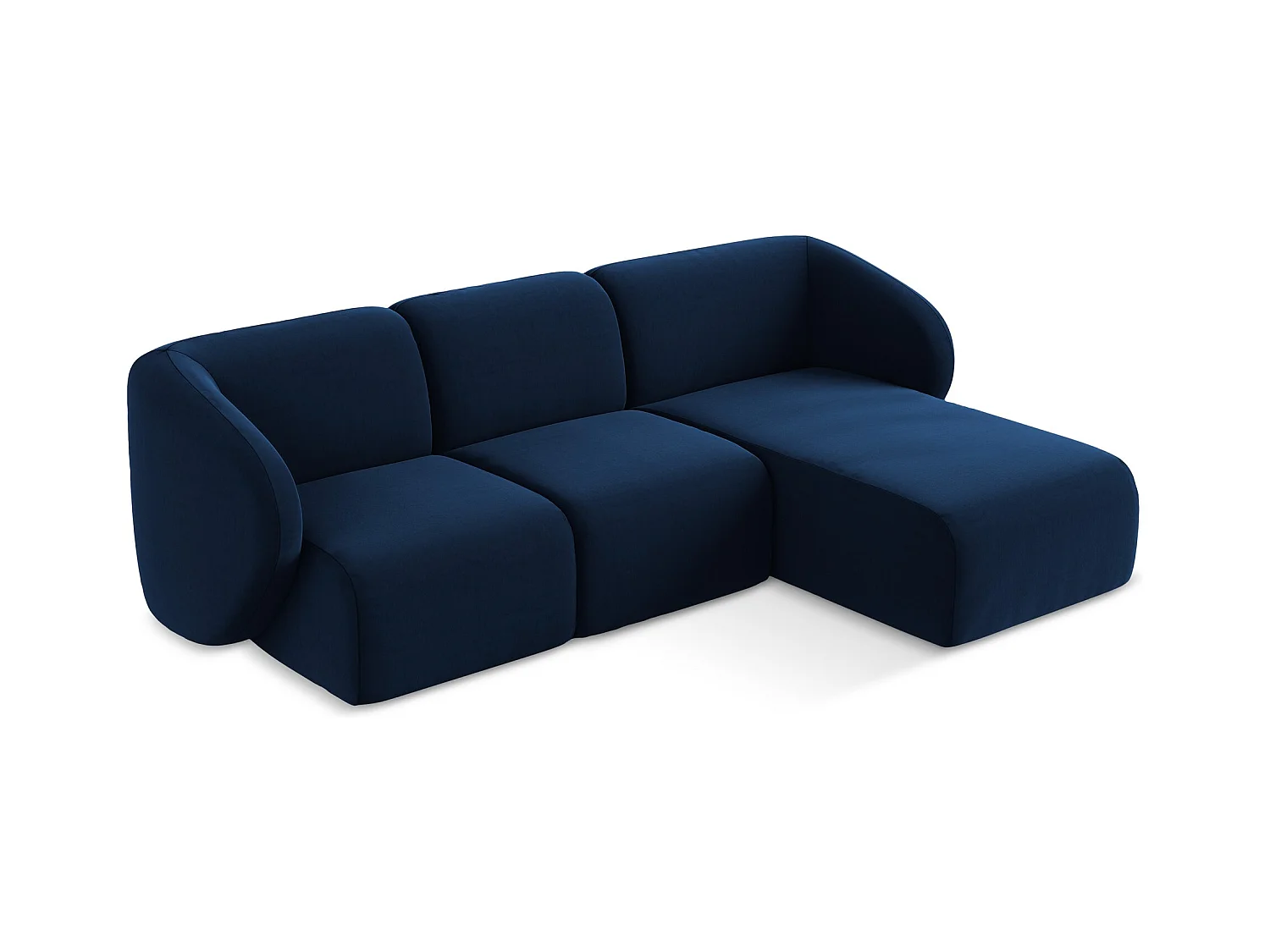 3-Sitzer Modulares Ecksofa - Ecke Rechts - Samt - Königsblau - LANI