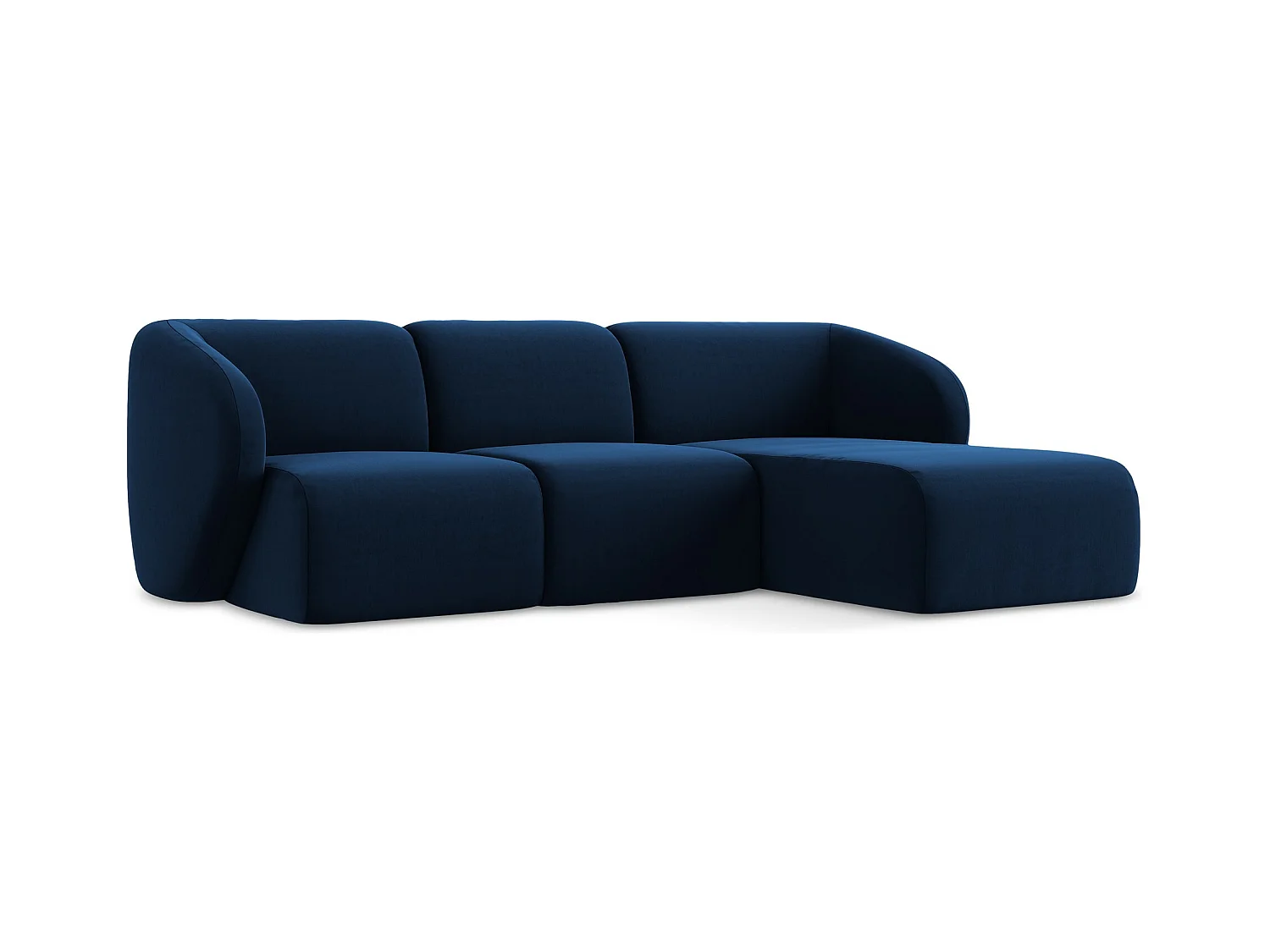 3-Sitzer Modulares Ecksofa - Ecke Rechts - Samt - Königsblau - LANI