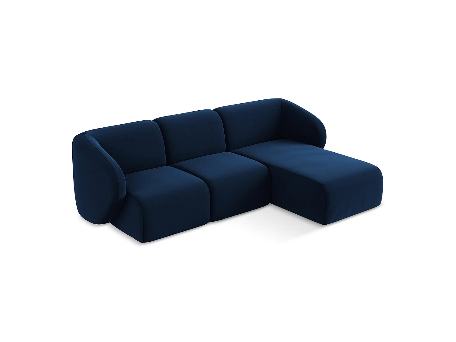 Modulaire hoekbank rechts van koningsblauw velours - CERVO