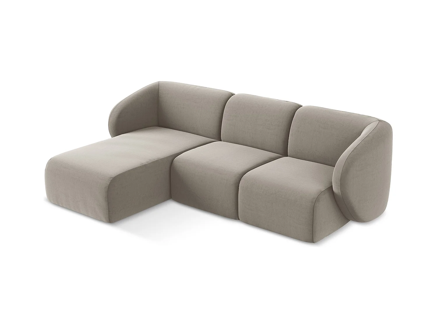 Modulaire hoekbank links van taupe velours - LANI