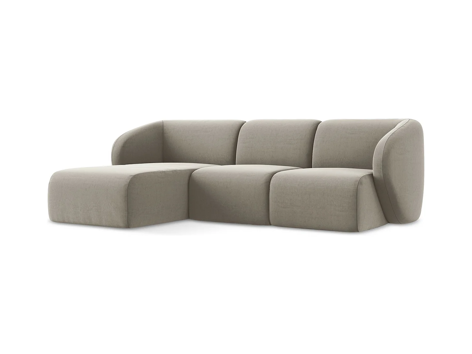 3-Sitzer Modulares Ecksofa - Ecke Links - Samt - Taupe - LANI