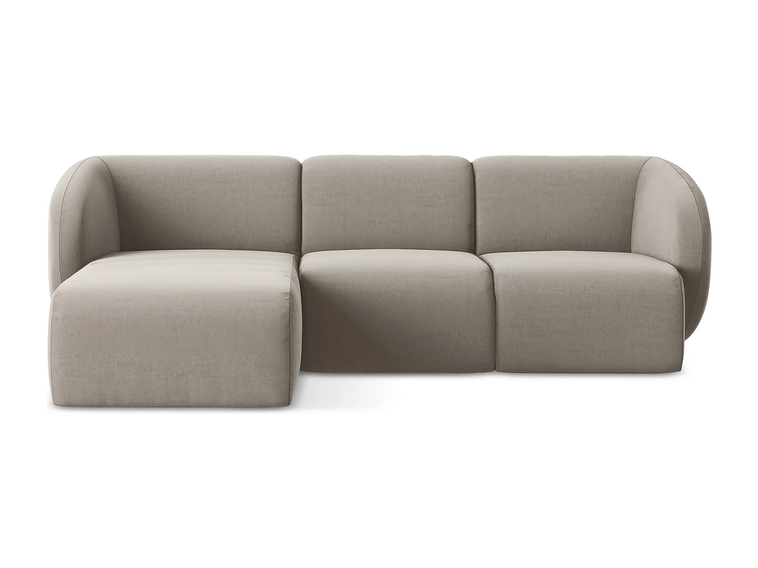 Canapé d'angle 3 places modulaire gauche en velours - taupe - LANI