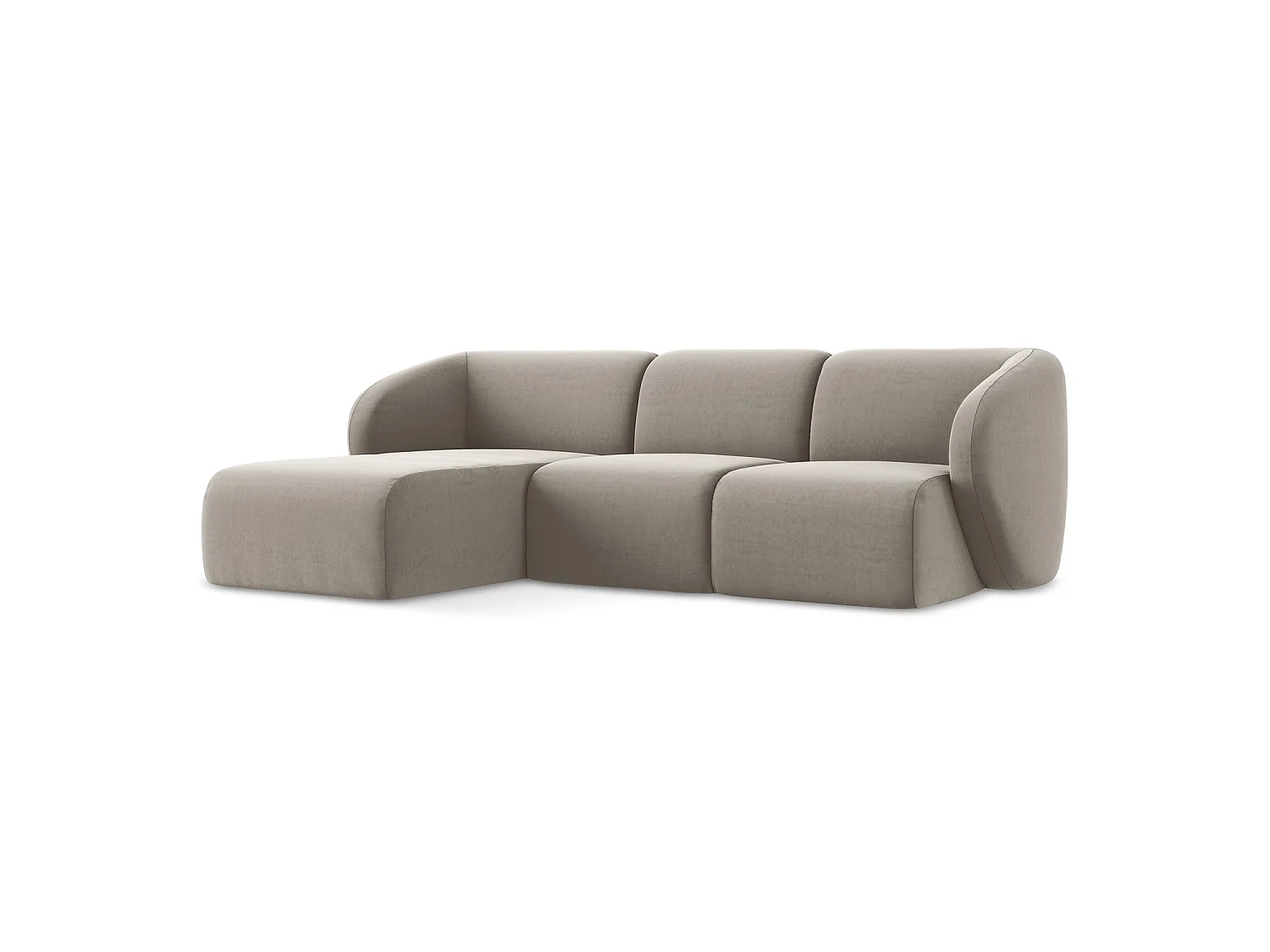 Modulaire hoekbank links van taupe velours - CERVO