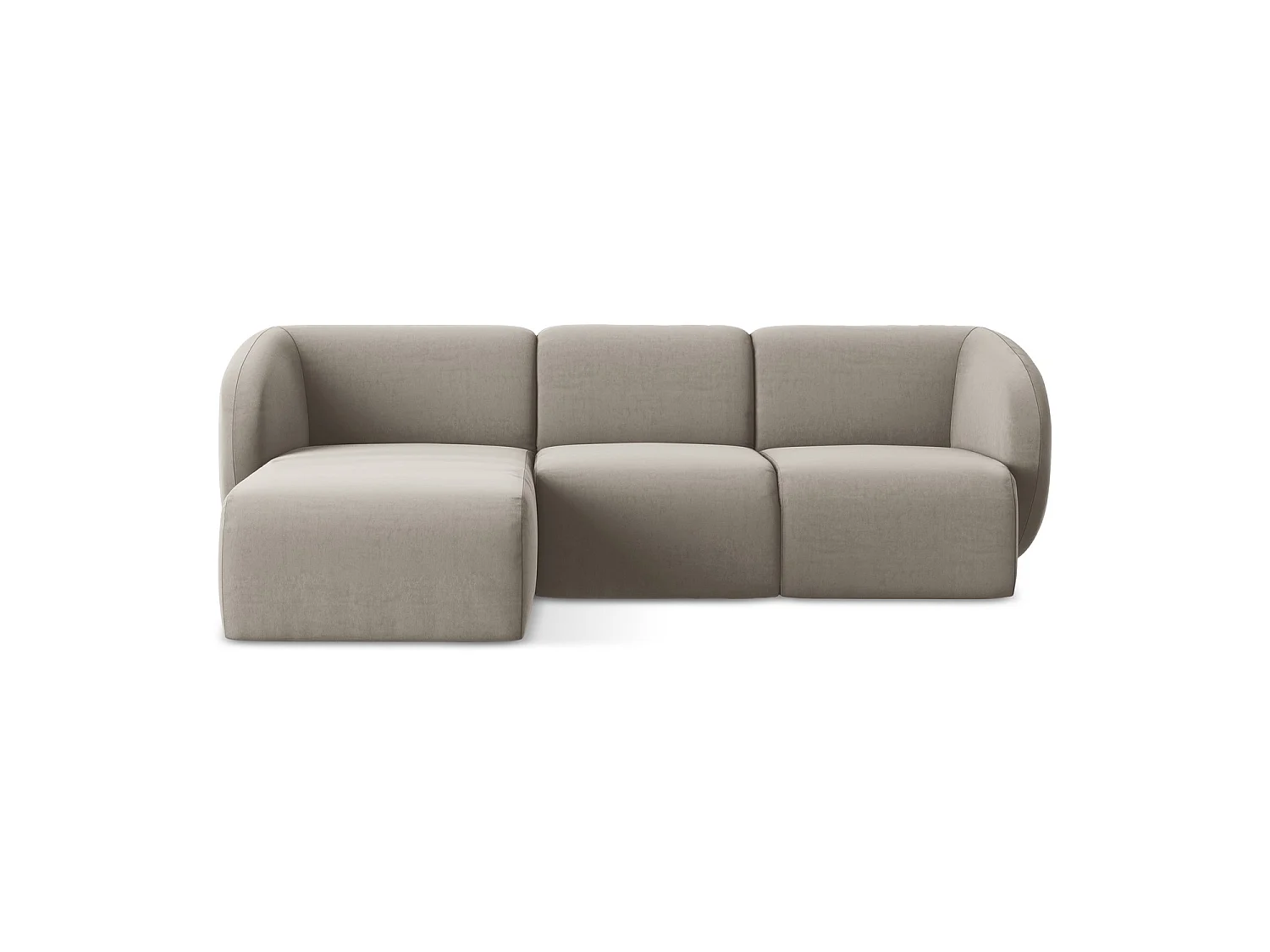 Modulaire hoekbank links van taupe velours - CERVO