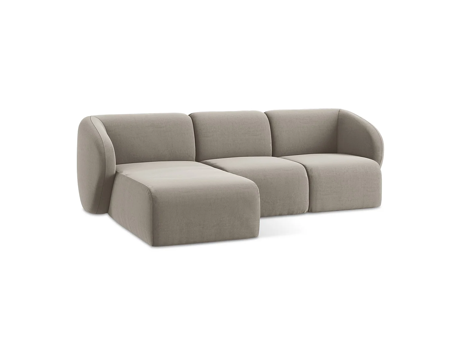 Modulaire hoekbank links van taupe velours - CERVO