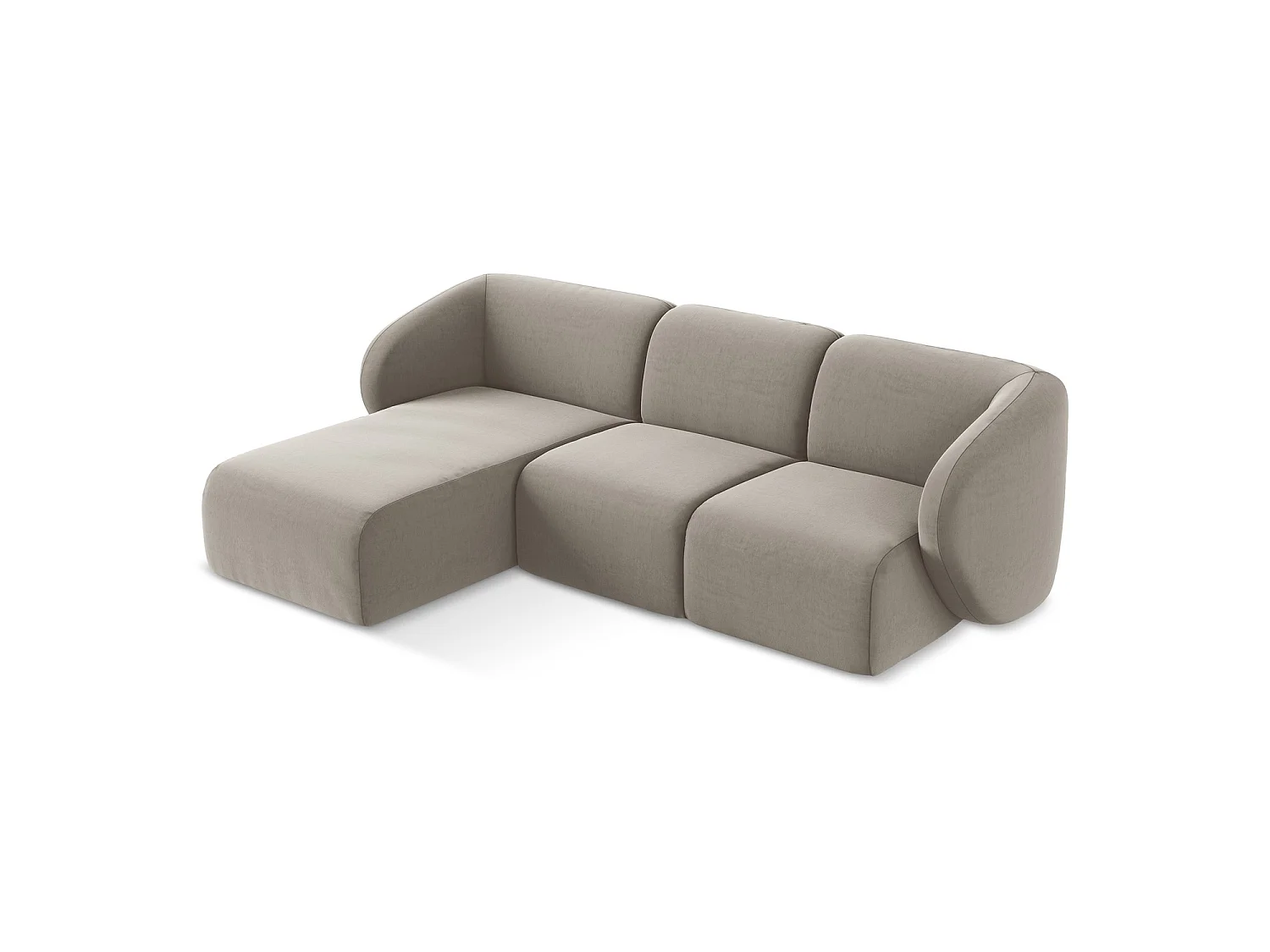 Modulaire hoekbank links van taupe velours - CERVO