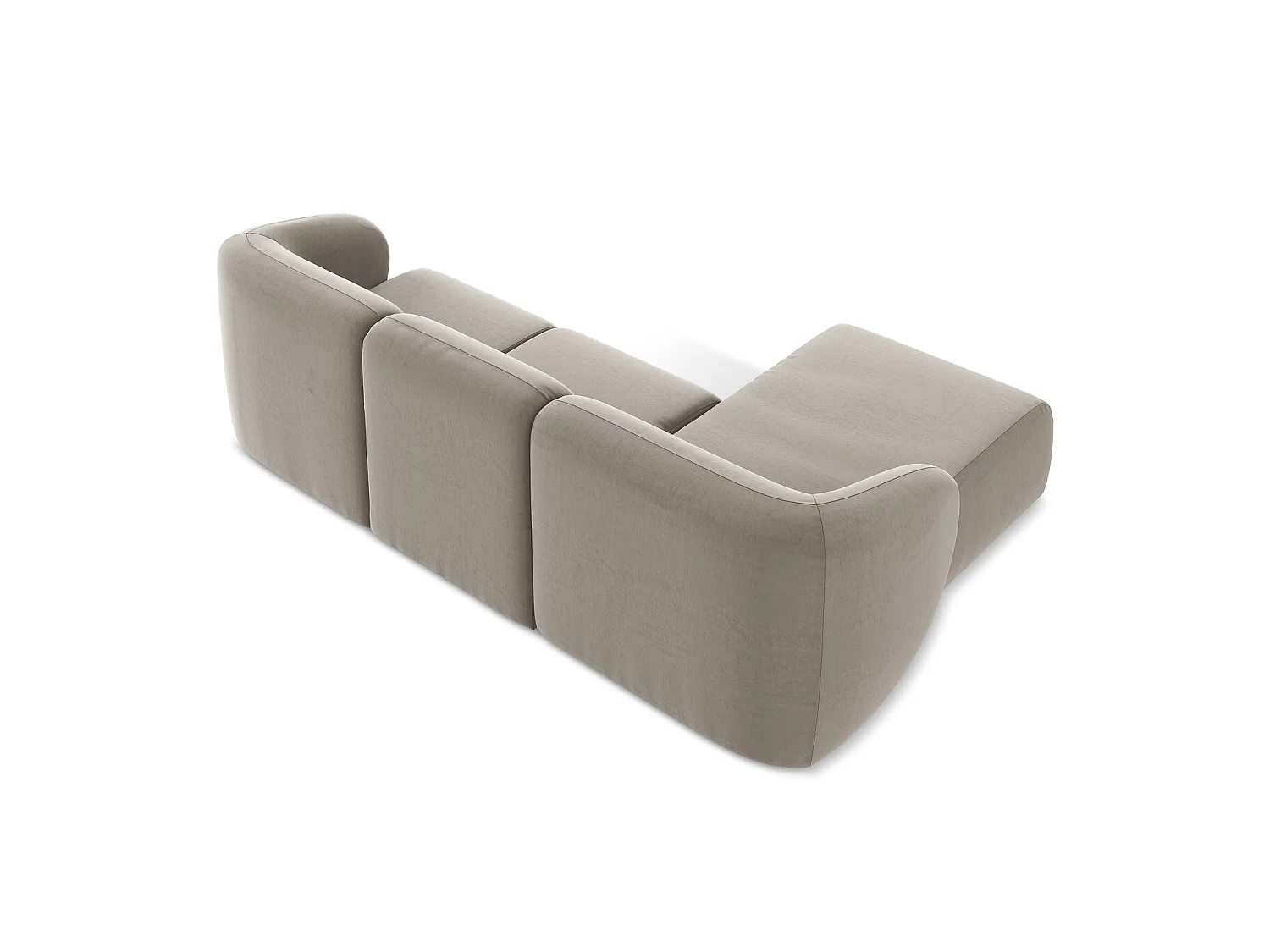 Modulaire hoekbank links van taupe velours - CERVO