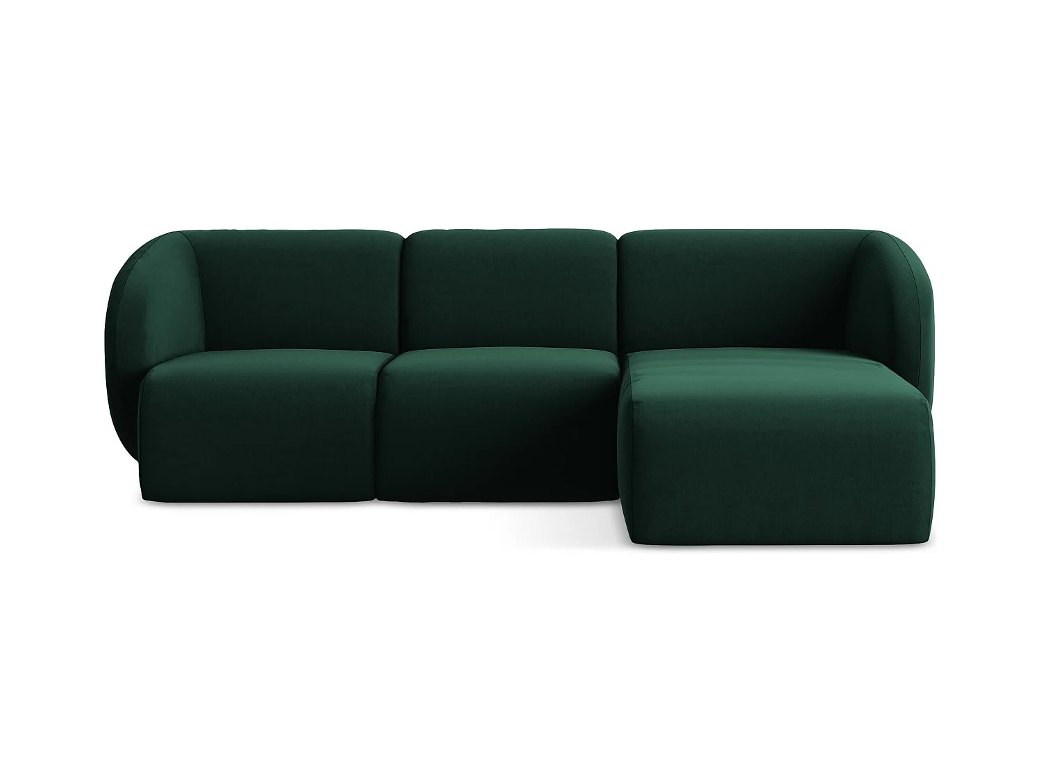 Modulaire hoekbank rechts van flessengroen velours - LANI