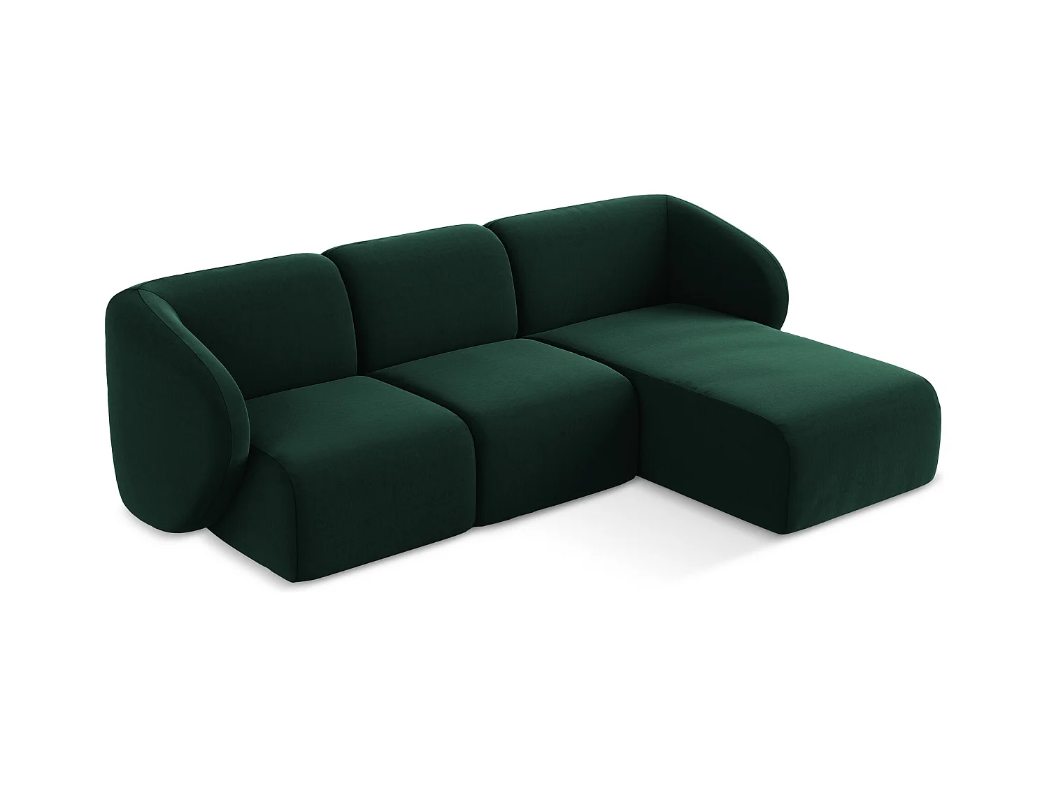 Modulaire hoekbank rechts van flessengroen velours - LANI