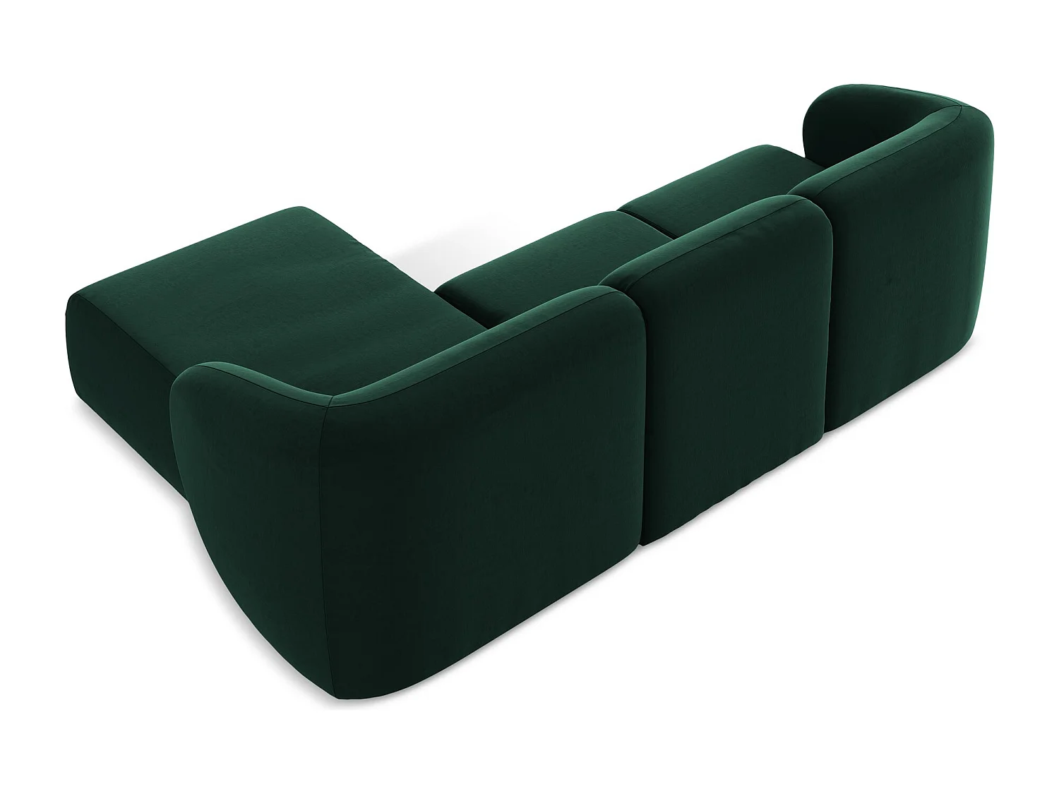 Modulaire hoekbank rechts van flessengroen velours - LANI