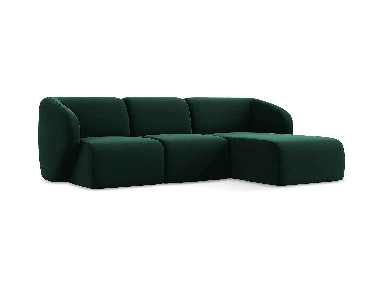 3-Sitzer Modulares Ecksofa - Ecke Rechts - Samt - Flaschengrün - LANI