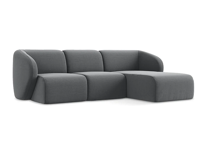 3-Sitzer Modulares Ecksofa - Ecke Rechts - Samt - Stahl - LANI