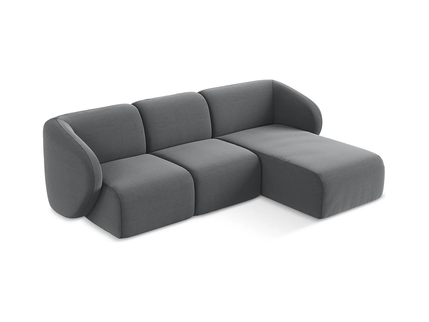 Modulaire hoekbank rechts van staal velours - LANI