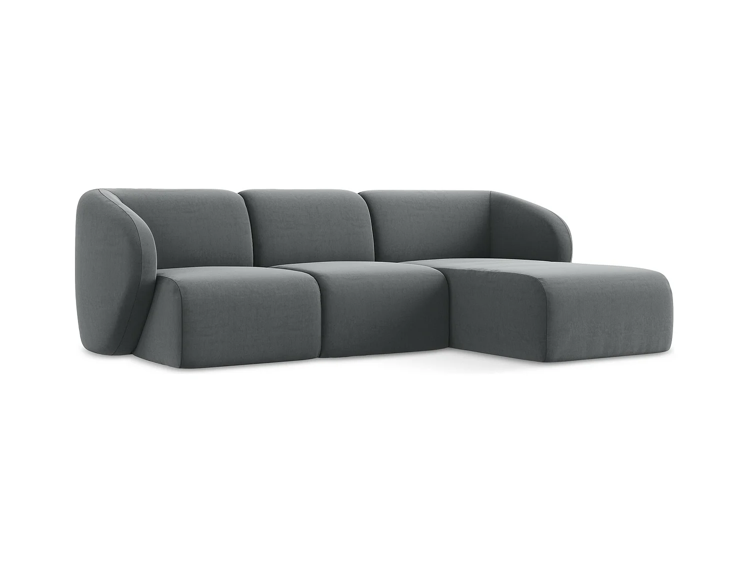 3-Sitzer Modulares Ecksofa - Ecke Rechts - Samt - Stahl - LANI