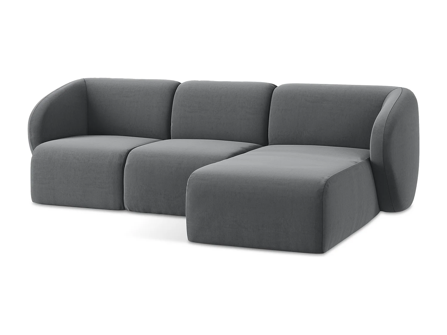 Modulaire hoekbank rechts van staal velours - LANI