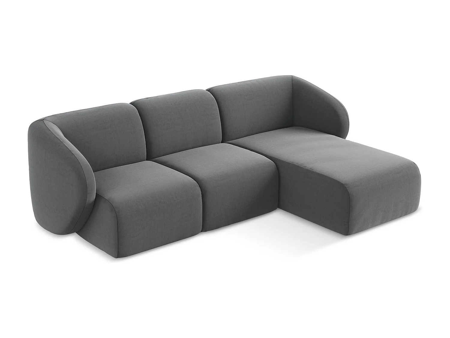 Modulaire hoekbank rechts van staal velours - LANI