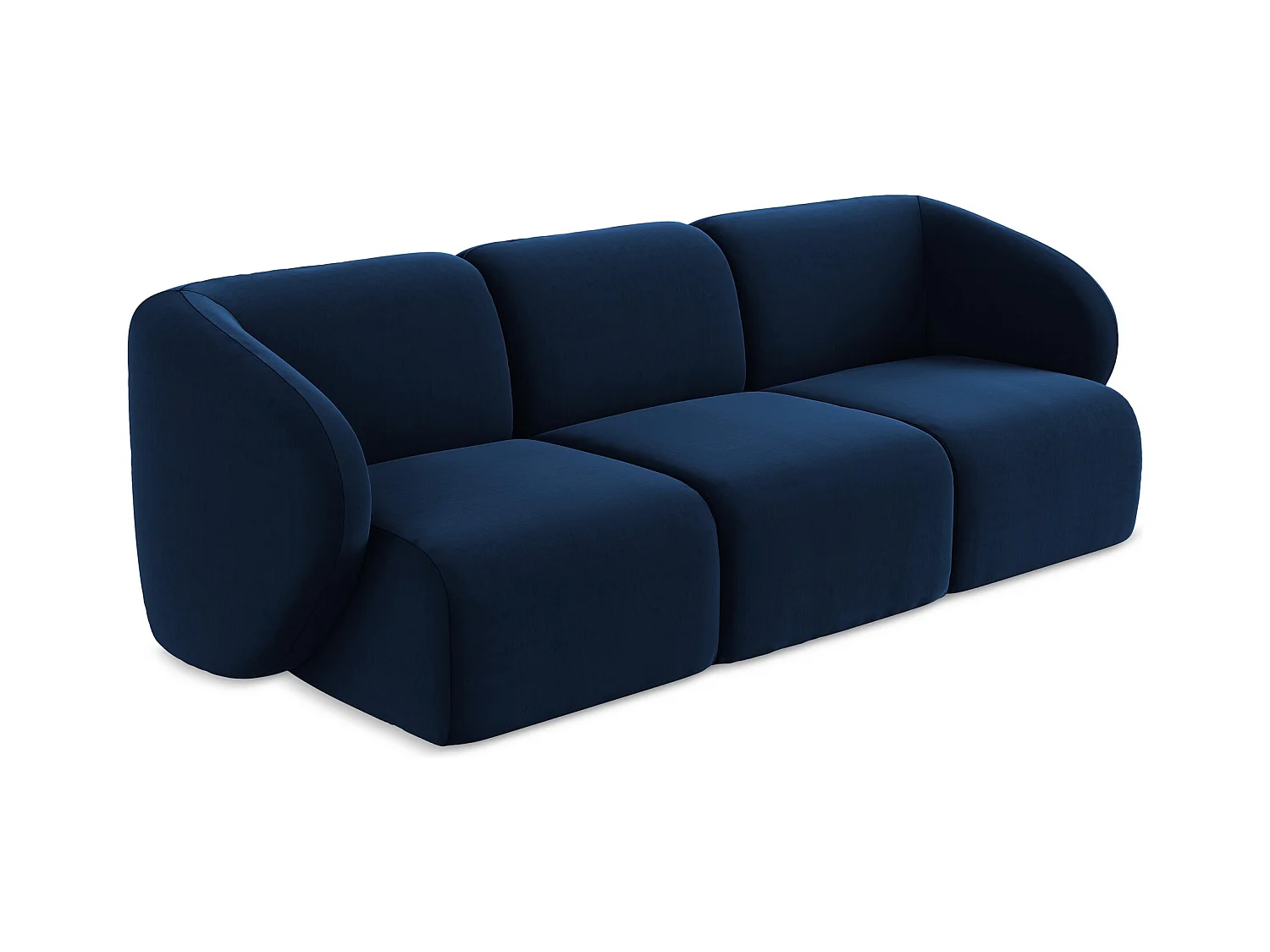 Driezits modulaire bank van koningsblauw velours - LANI