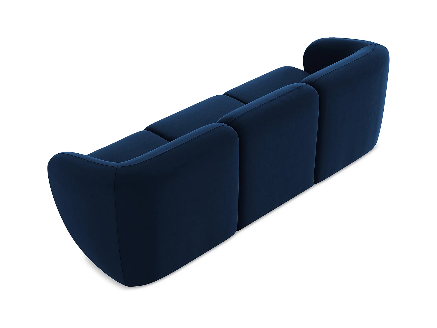 Driezits modulaire bank van koningsblauw velours - LANI