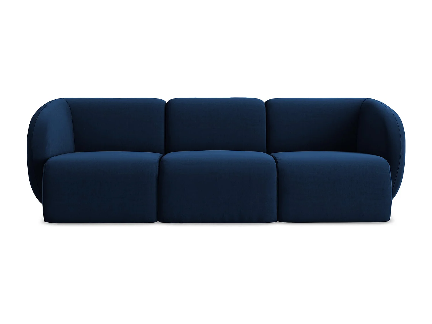 Driezits modulaire bank van koningsblauw velours - LANI