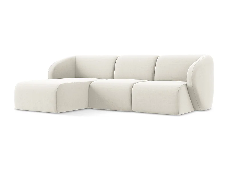 Modulaire hoekbank links van lichtbeige velours - LANI