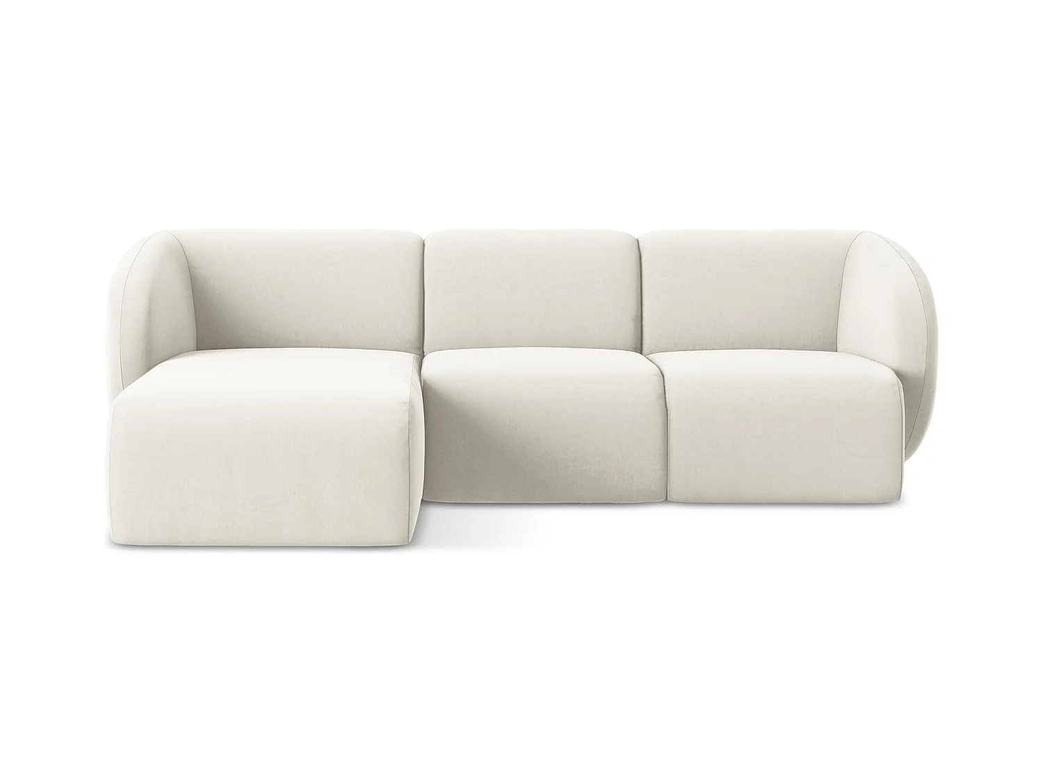 3-Sitzer Modulares Ecksofa - Ecke Links - Samt - Hell beige - LANI