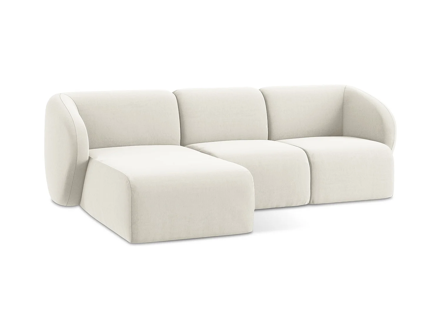 3-Sitzer Modulares Ecksofa - Ecke Links - Samt - Hell beige - LANI