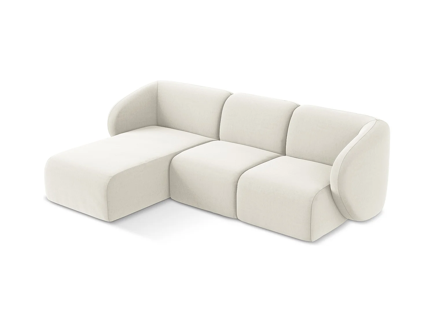3-Sitzer Modulares Ecksofa - Ecke Links - Samt - Hell beige - LANI