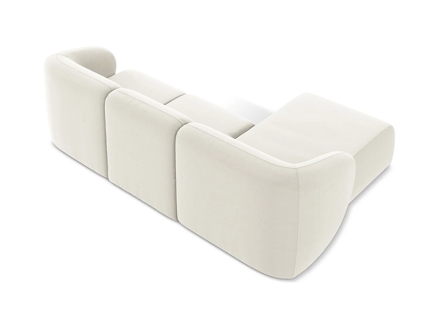 3-Sitzer Modulares Ecksofa - Ecke Links - Samt - Hell beige - LANI