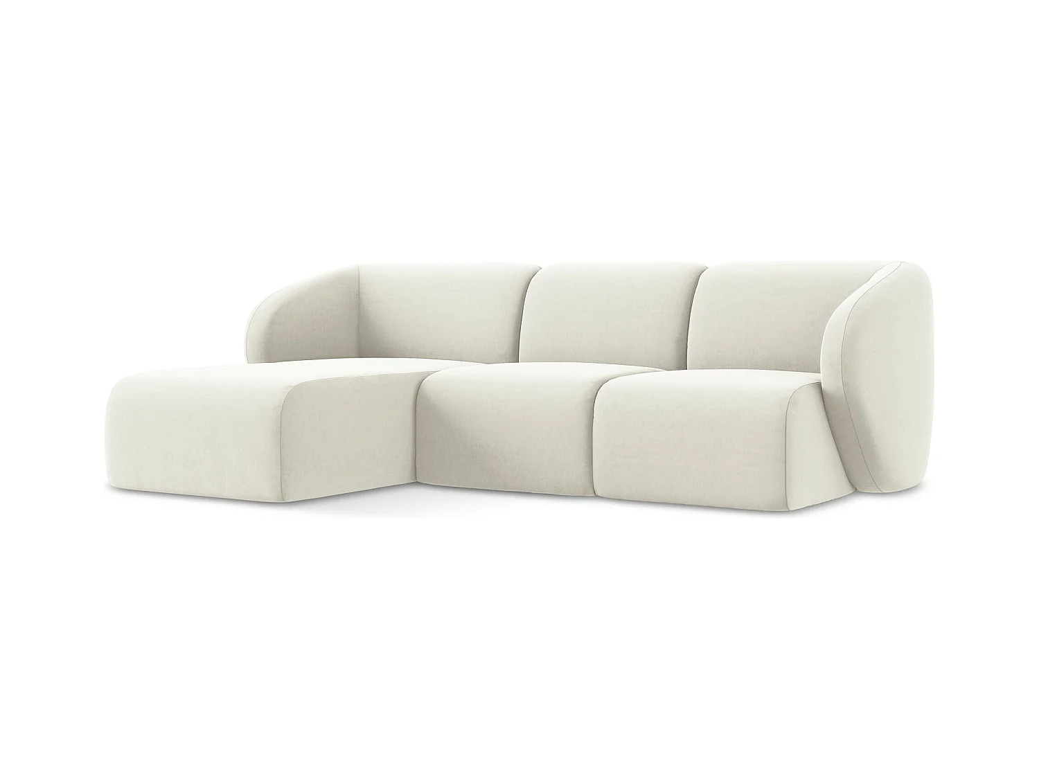 3-Sitzer Modulares Ecksofa - Ecke Links - Samt - Hell beige - LANI
