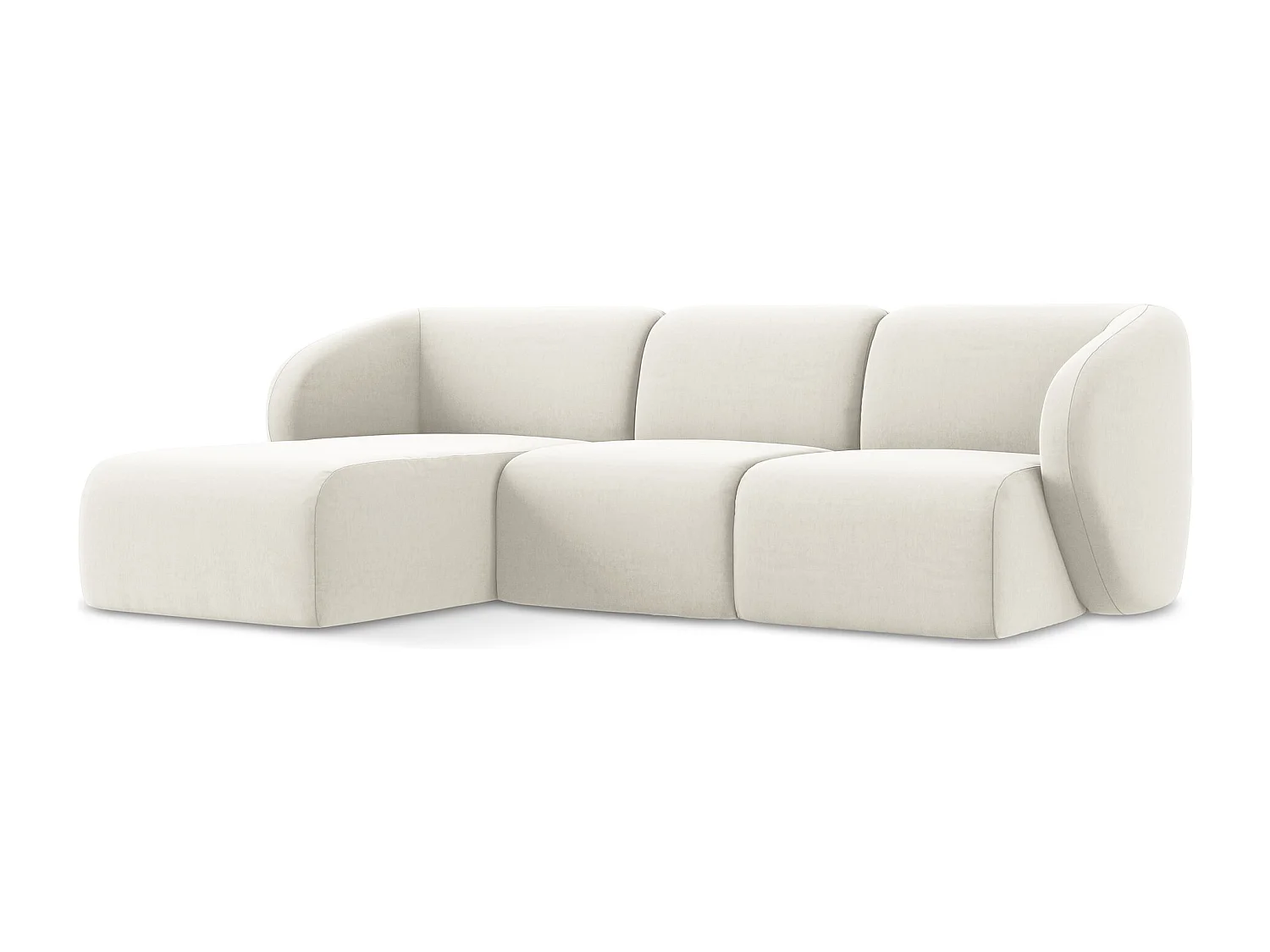 Modulaire hoekbank links van lichtbeige velours - LANI