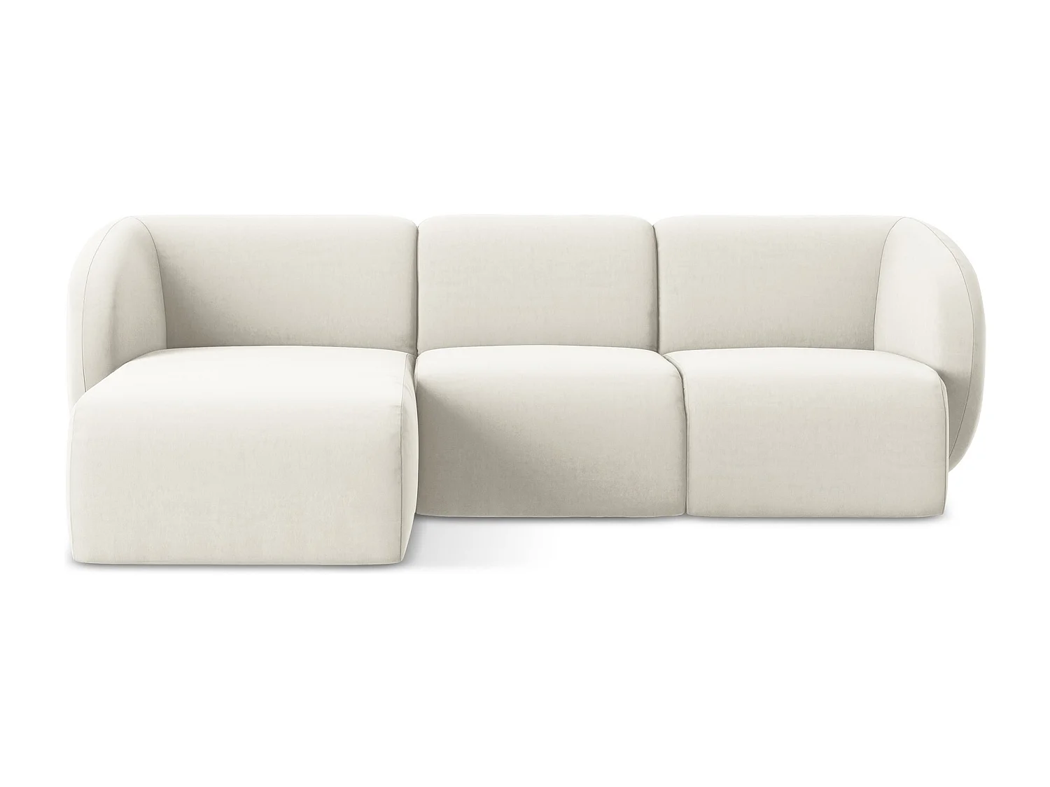 Modulaire hoekbank links van lichtbeige velours - LANI