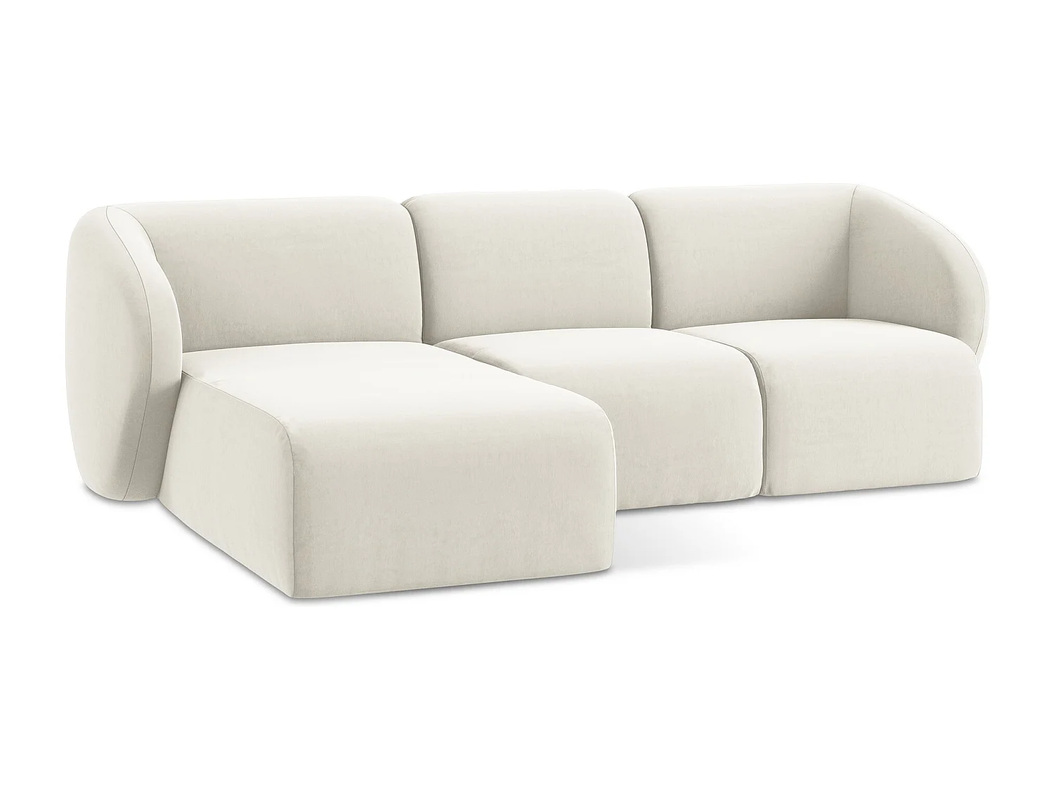 Modulaire hoekbank links van lichtbeige velours - LANI