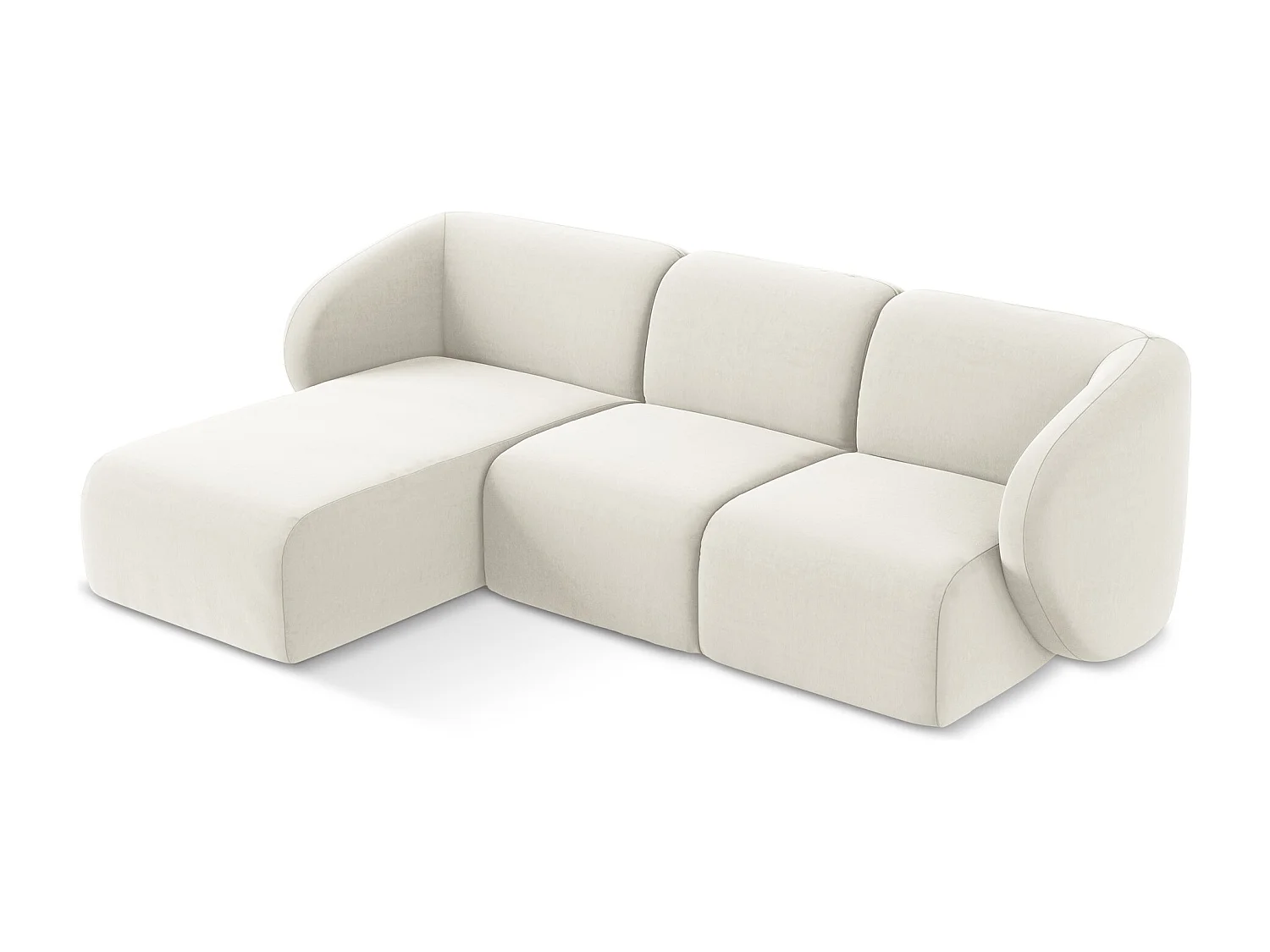 Modulaire hoekbank links van lichtbeige velours - LANI