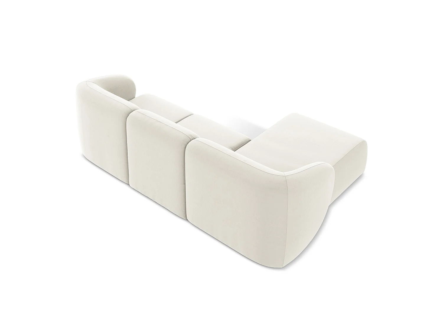 Canapé d'angle 3 places modulaire gauche en velours - beige clair - CERVO