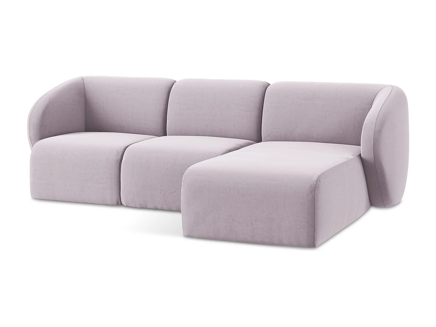 Canapé d'angle 3 places modulaire droit en velours - lavande - LANI