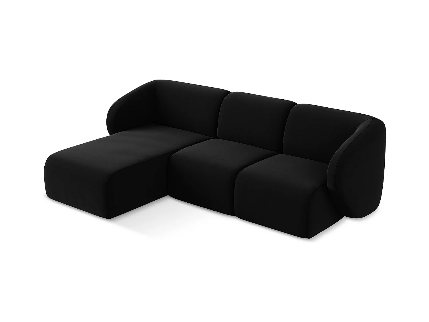 Modulaire hoekbank links van zwart velours - LANI