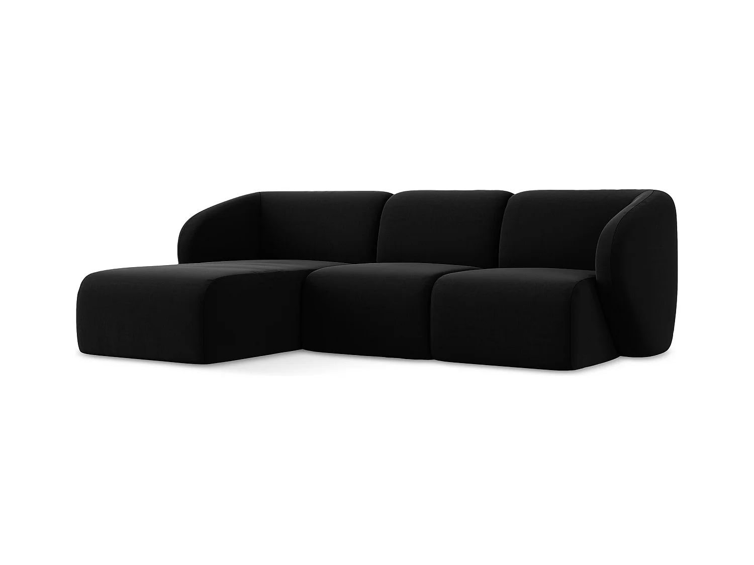 3-Sitzer Modulares Ecksofa - Ecke Links - Samt - Schwarz - LANI