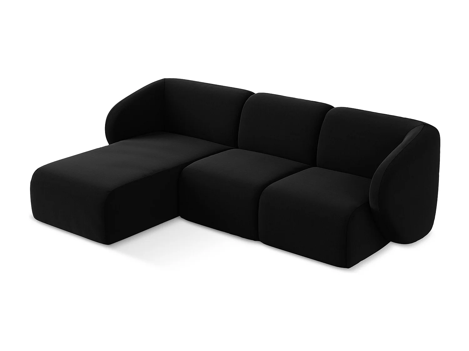 Modulaire hoekbank links van zwart velours - LANI