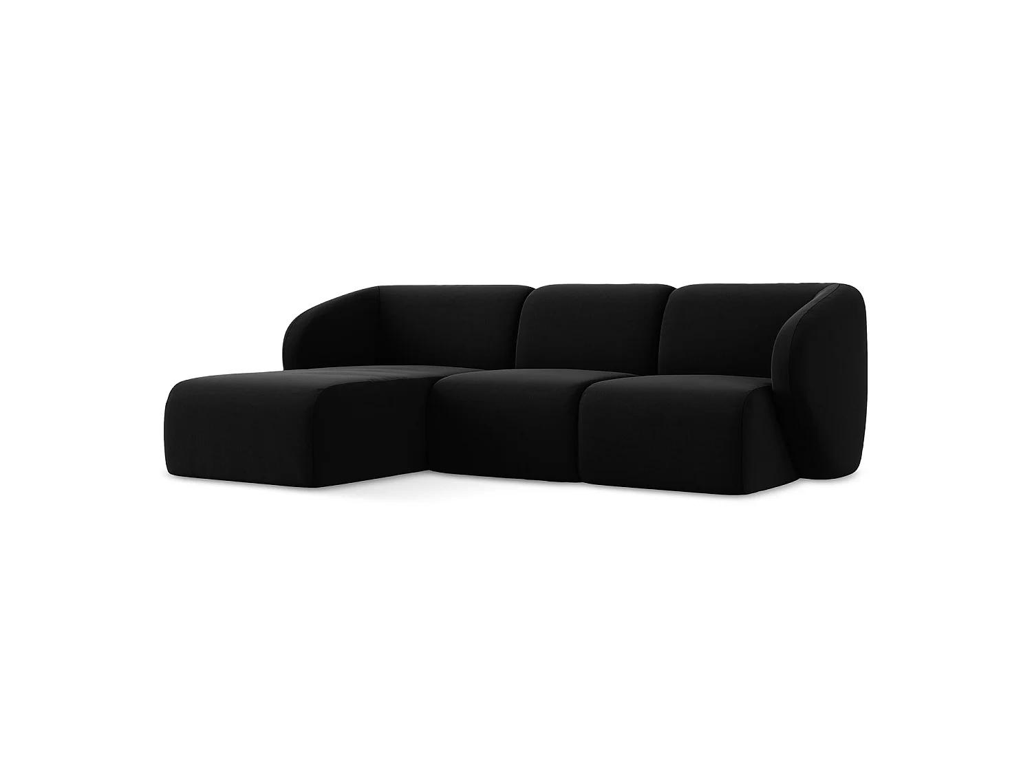 3-Sitzer Modulares Ecksofa - Ecke Links - Samt - Schwarz - CERVO