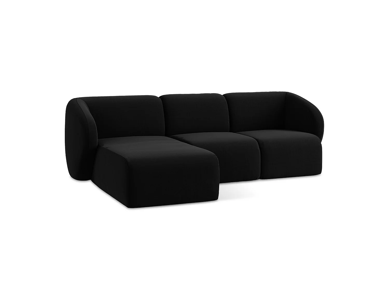 3-Sitzer Modulares Ecksofa - Ecke Links - Samt - Schwarz - CERVO