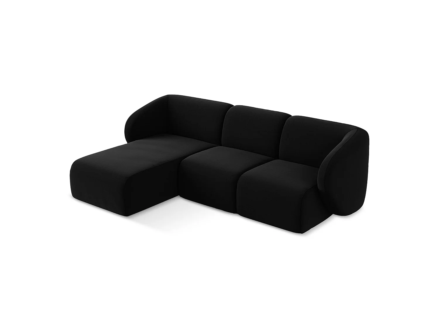 3-Sitzer Modulares Ecksofa - Ecke Links - Samt - Schwarz - CERVO