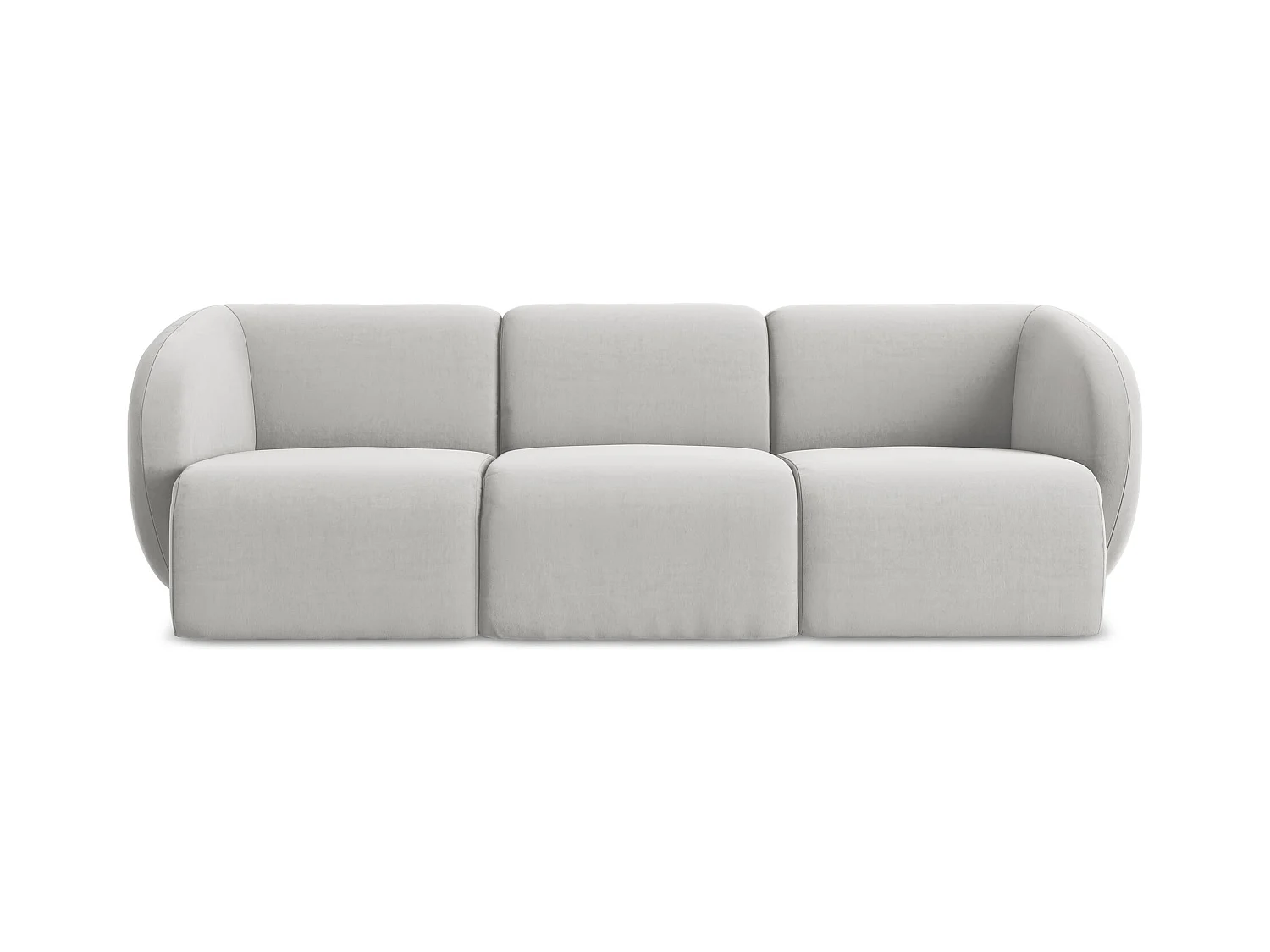 Driezits modulaire bank van zilver velours - LANI