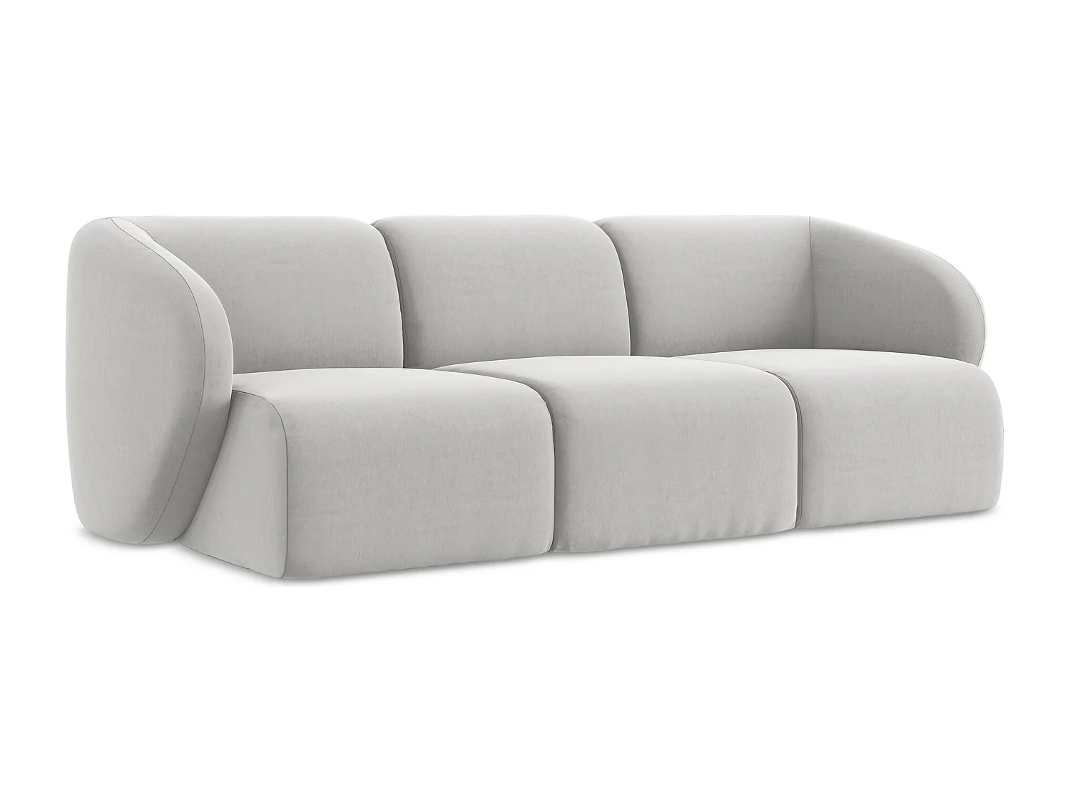 Driezits modulaire bank van zilver velours - LANI